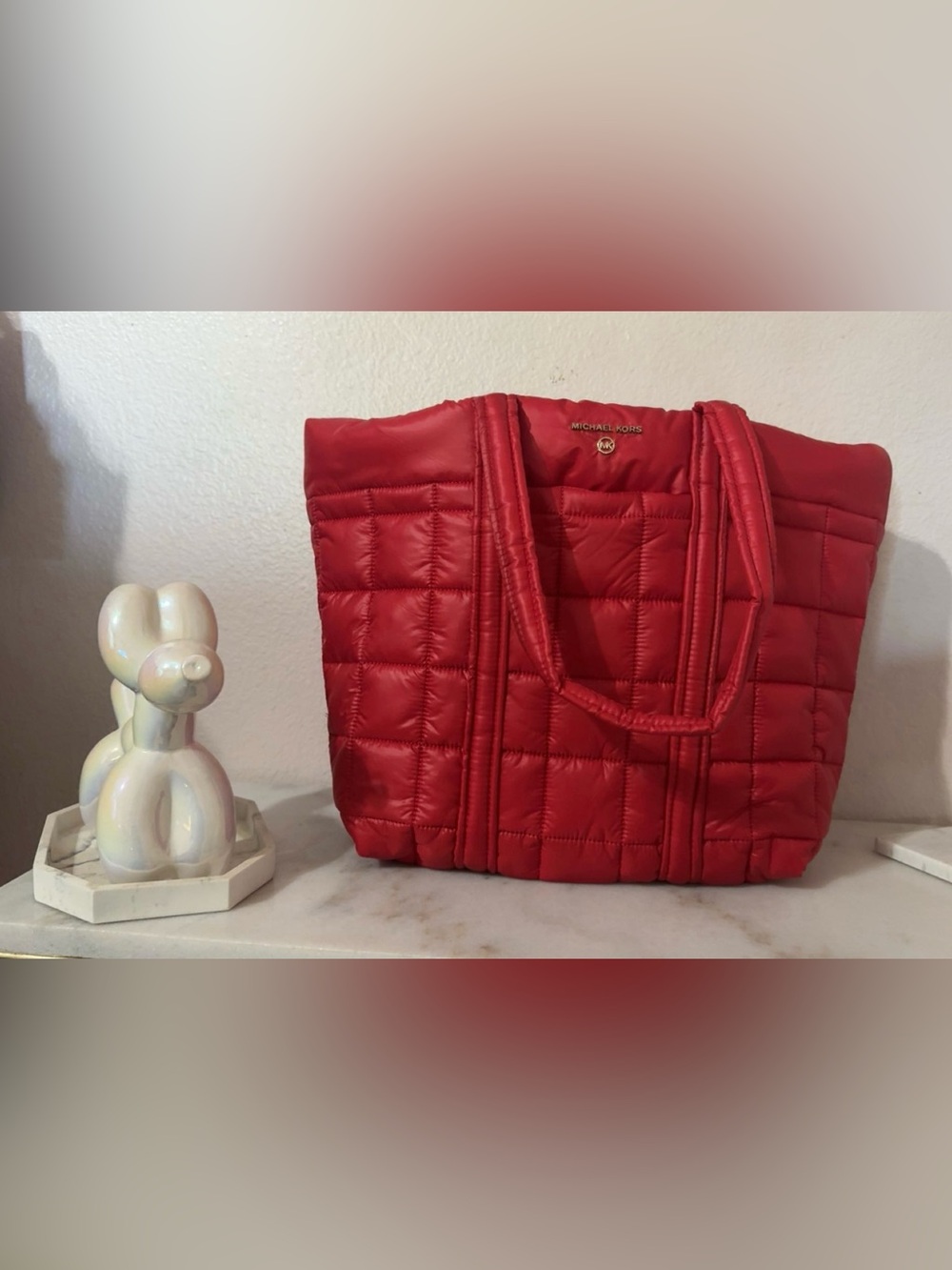 NWT MK Nylon Large Tore with multiple pockets in Crimson/Cherry color available.